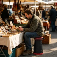 Przenośny taboret outdoorowy – czerwony