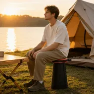 Przenośny taboret outdoorowy – czerwony