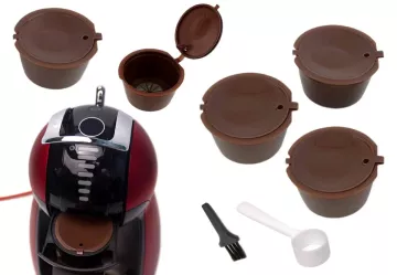 Zestaw 5 wielokrotnego użytku kapsułek do przygotowania kawy i herbaty Dolce Gusto – brązowe