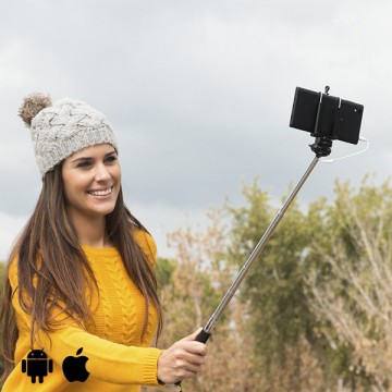 Kij do selfie z kablem - biały Kij do selfie z kablem - biały
