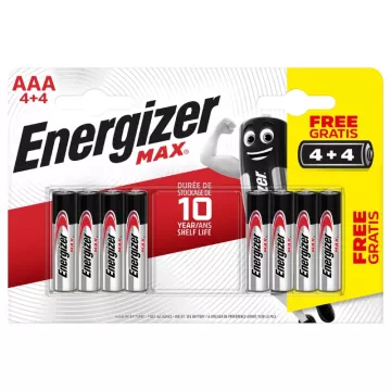 Baterie mikropaluszki MAX - 8x AAA - 4+4 gratis - Energizer